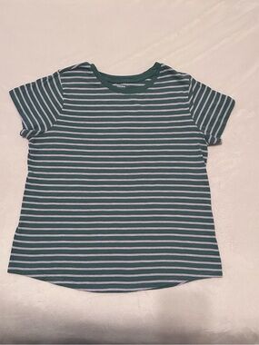 Sonoma Green & White Striped Short Sleeve Crew Tee